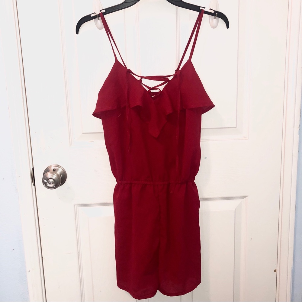 Red coverup romper
